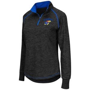 NWT women's Colosseum Grey Kansas Jayhawks Bikram 1/4 Zip Long Sleeve Shirt
